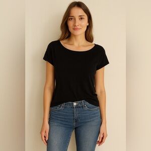 Express Linen Black Boat Neck T-Shirt M NWT